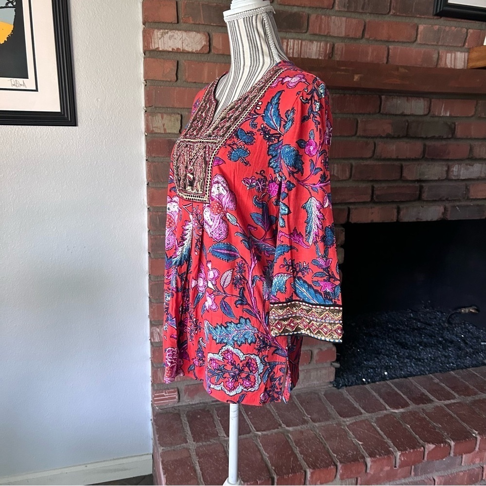 Soft Surroundings Samara Embellishef Paisley Beaded Tunic Sz M PETITE - Picture 5 of 9